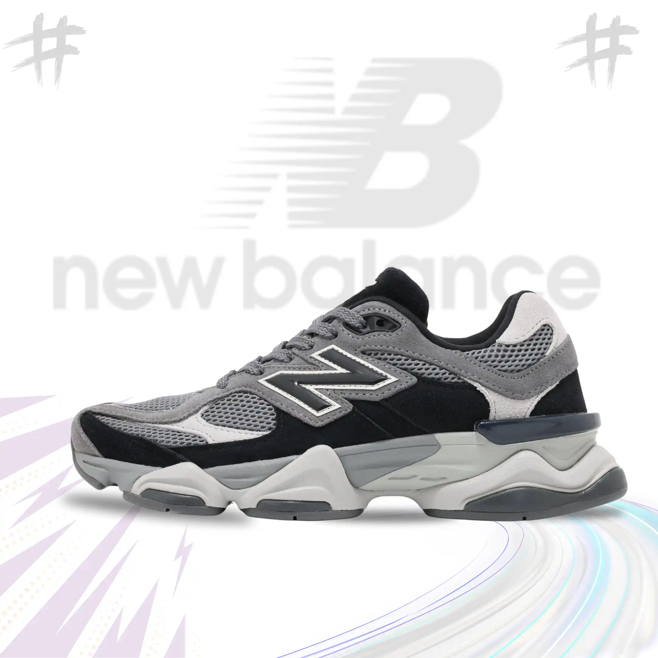 New Balance 9060 - Ash & Black New Balance 9060